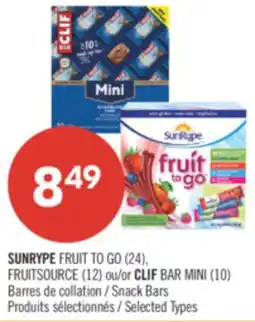 Pharmaprix SUNRYPE FRUIT TO GO (24), FRUITSOURCE (12) or CLIF BAR MINI (10) Snack Bars offer