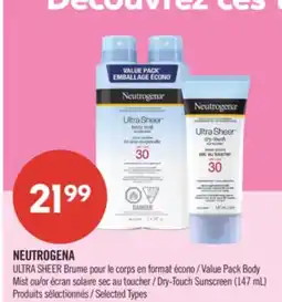 Pharmaprix NEUTROGENA ULTRA SHEER Value Pack Body Mist or Dry-Touch Sunscreen (147 mL) offer