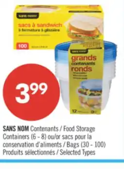 Pharmaprix NO NAME Food Storage Containers (6 - 8) or Bags (30 - 100) offer