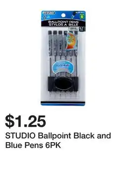 Dollarama STUDIO Ballpoint Black and Blue Pens 6PK offer