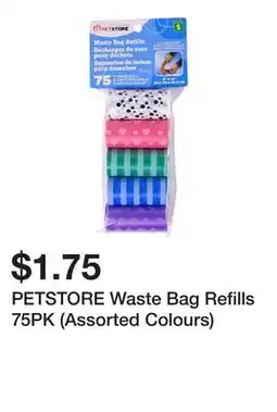 Dollarama PETSTORE Waste Bag Refills 75PK (Assorted Colours) offer