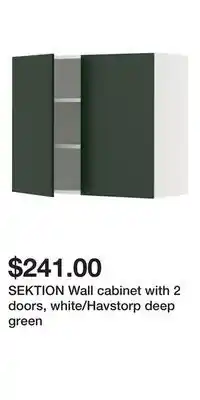 IKEA SEKTION Wall cabinet with 2 doors, white/Havstorp deep green offer