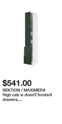 IKEA SEKTION / MAXIMERA High cab w door/2 fronts/4 drawers, white/Havstorp deep green offer