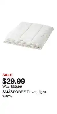 IKEA SMÅSPORRE Duvet, light warm offer