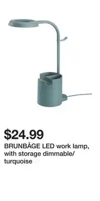 IKEA BRUNBÅGE LED work lamp, with storage dimmable/turquoise offer