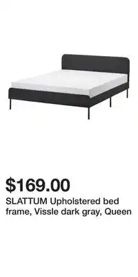 IKEA SLATTUM Upholstered bed frame, Vissle dark gray, Queen offer