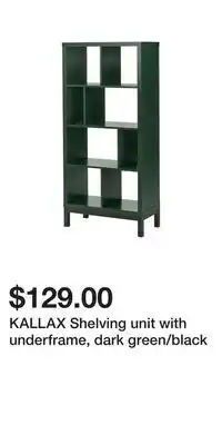 IKEA KALLAX Shelving unit with underframe, dark green/black offer