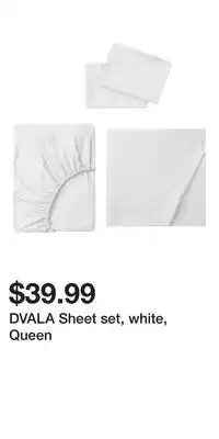 IKEA DVALA Sheet set, white, Queen offer