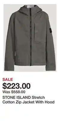 Holt Renfrew STONE ISLAND Stretch Cotton Zip Jacket With Hood offer