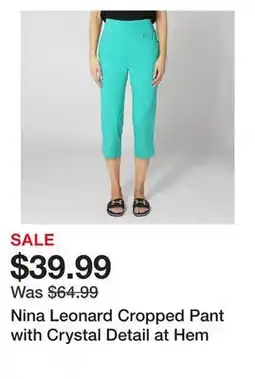 TSC Stores Nina Leonard Cropped Pant with Crystal Detail at Hem offer