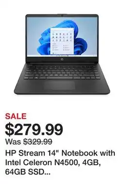 TSC Stores HP Stream 14 Notebook with Intel Celeron N4500, 4GB, 64GB SSD (14-dq3200ca) offer