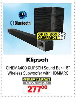 2001 Audio Video KLIPSCH Sound Bar + 8 Wireless Subwoofer with HDMIARC offer