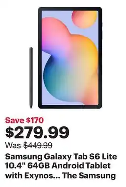 Best Buy Samsung Galaxy Tab S6 Lite 10.4 64GB Android Tablet with Exynos 1280 - Graphite offer