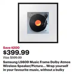Best Buy Samsung LS60D Music Frame Dolby Atmos Wireless Speaker/Picture Frame - Black offer