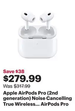 Best Buy Apple AirPods Pro (2nd generation) Noise Cancelling True Wireless Earbuds with USB-C MagSafe Charging Case offer