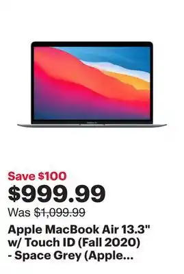 Best Buy Apple MacBook Air 13.3 w/ Touch ID (Fall 2020) - Space Grey (Apple M1 Chip / 256GB SSD / 8GB RAM) - En offer