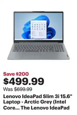 Best Buy Lenovo IdeaPad Slim 3i 15.6 Laptop - Arctic Grey (Intel Core i3-1315U/512GB SSD/8GB RAM) offer