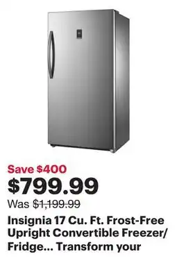Best Buy Insignia 17 Cu. Ft. Frost-Free Upright Convertible Freezer/Fridge (NS-UZ17SS0) -Stainless -Only at Best Buy offer