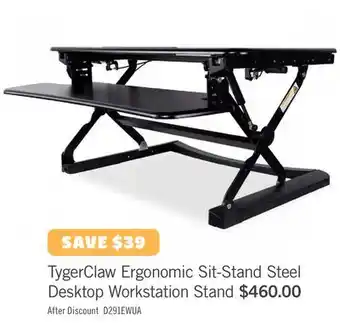 The Brick TygerClaw Ergonomic Sit-Stand Steel Desktop Workstation Stand offer