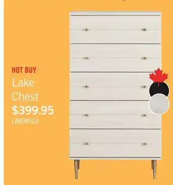 The Brick Lake Bedroom Chest of Drawers, 5-Drawer, 29W x 52H, Made in Canada, Glam - White offer