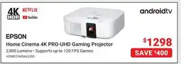 Visions Electronics EPSON Home Cinema 4K PRO-UHD Gaming Projector offer
