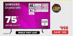 Visions Electronics SAMSUNG DU7100 Smart TV 75 offer