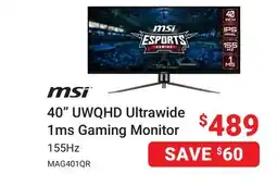 Visions Electronics 40 UWQHD Ultrawide 1ms Gaming Monitor offer