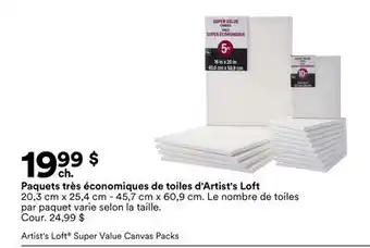 Michaels Paquets très économiques de toiles d'Artist's loft offer