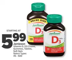 PharmaChoice Jamieson Vitamin D, D3 Chews, Gummies, Tablets, Soft Gels offer