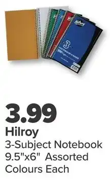 PharmaChoice Hilroy 3-Subject Notebook 9.5"x6" Assorted Colours Each offer