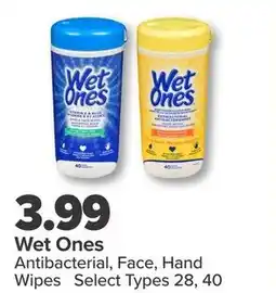 PharmaChoice Wet Ones Antibacterial, Face, Hand Wipes Select Types 28, 40 offer