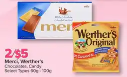 PharmaChoice Merci, Werther's Chocolates, Candy Select Types 60g - 100g offer