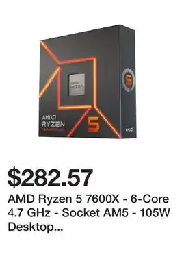 Newegg AMD Ryzen 5 7600X - 6-Core 4.7 GHz - Socket AM5 - 105W Desktop Processor (100-100000593WOF) offer