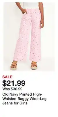 Old Navy Old Navy Printed High-Waisted Baggy Wide-Leg Jeans for Girls offer