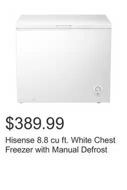 Costco Hisense 8.8 cu ft. White Chest Freezer with Manual Defrost offer