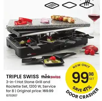 Stokes TRIPLE SWISS 3-in-1 Hot Stone Grill and Raclette Set offer