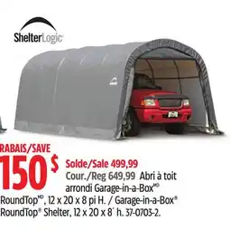 Canadian Tire ShelterLogic Garage-in-a-Box RoundTop Shelter, 12 x 20 x 8' h offer