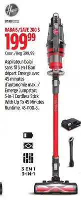 Canadian Tire Hoover Emerge Jumpstart 3-in-1 Cordless Stick With Up To 45 Minutes Runtime offer