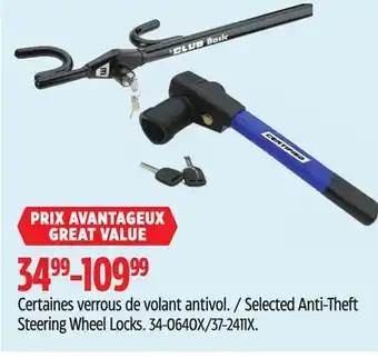 Canadian Tire The Club Selected Anti-Theft Steering Wheel Locks offer