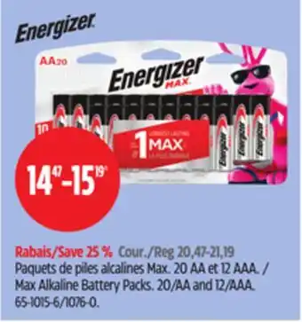 Canadian Tire Energizer Max Alkaline Battery Packs offer