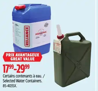 Canadian Tire RELIANCE Selected Water Containers offer