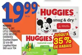 Uniprix HUGGIES SNUG & DRY, LITTLE SNUGGLERS, LITTLE MOVERS, OVERNITES Couches/Diapers offer
