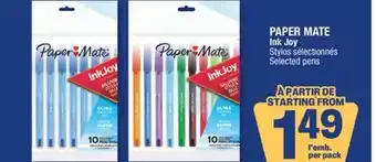 Jean Coutu PAPER MATE Ink Joy Selected pens offer