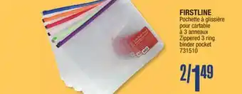 Jean Coutu FIRSTLINE Zippered 3 ring binder pocket offer