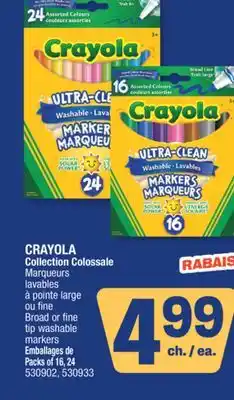 Jean Coutu CRAYOLA Collection Colossale Broad or fine tip washable markers offer