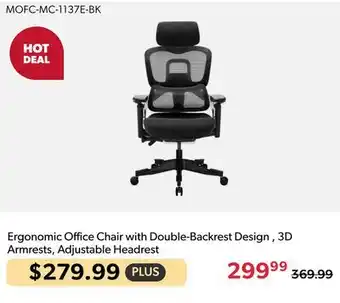 123Ink Ergonomic Office Chair with Double-Backrest Design , 3D Armrests, Adjustable Headrest offer