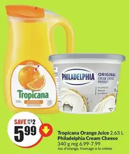 FreshCo Tropicana Orange Juice 2.63 L Philadelphia Cream Cheese 340g offer