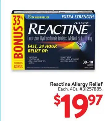 Walmart Reactine Allergy Relief offer