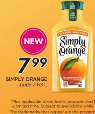 Sobeys SIMPLY ORANGE Juice offer