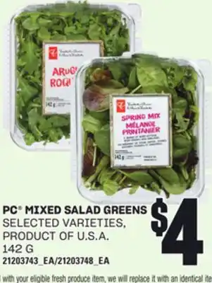 Loblaws PC MIXED SALAD GREENS, 142 G offer